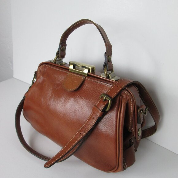 Patricia Nash Brown Leather Crossbody Satchel Top Handle Bag - Picture 2 of 6